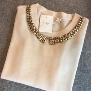 NWT Kate spade 3/4 sleeve embellished sweater